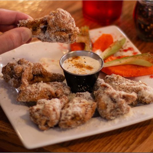 Fat Tony's chicken wings with dipping sauce
